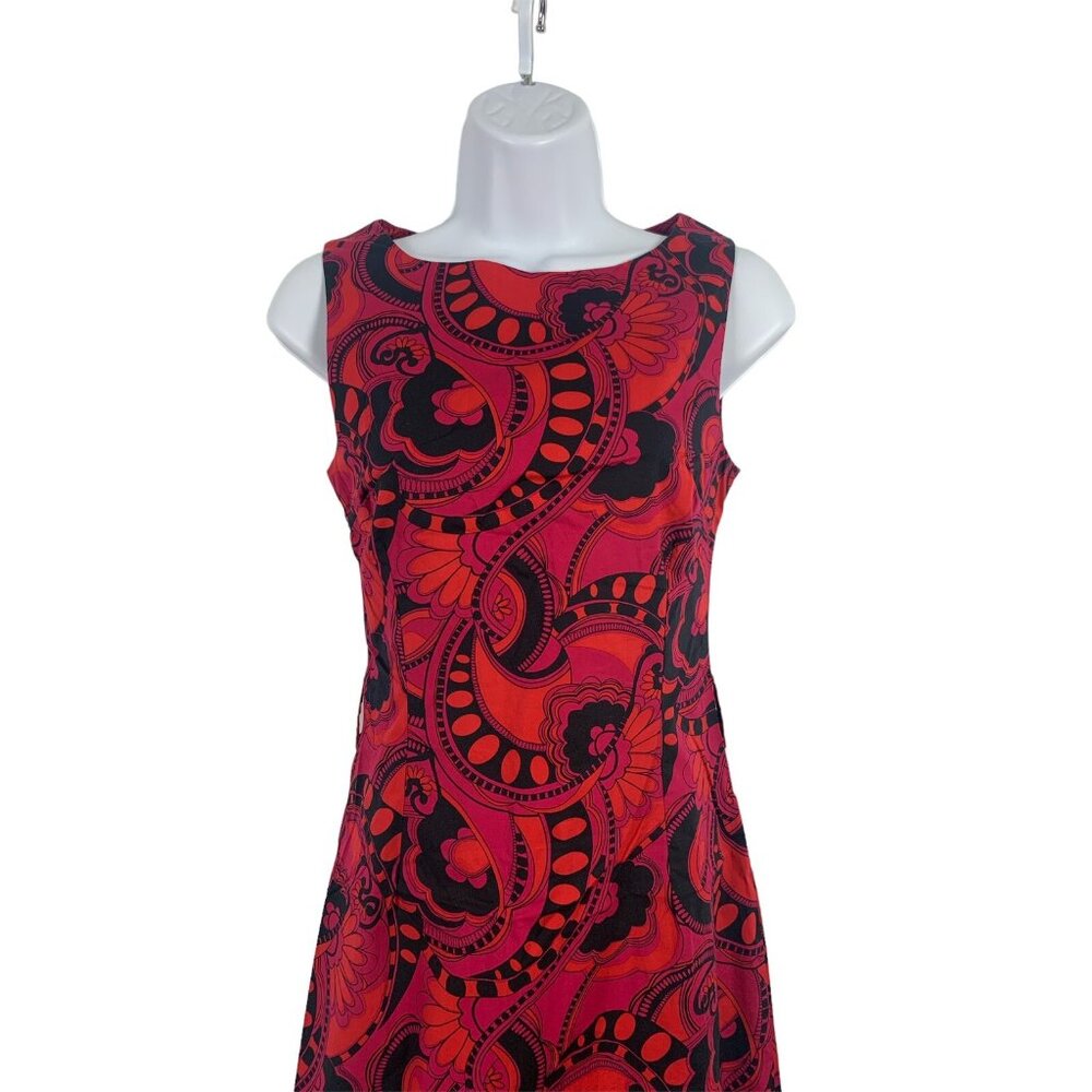 H&M Junior Red & Black Printed Sleeveless Boat Neck Sheath Dress Size 4 Small - Picture 2 of 11